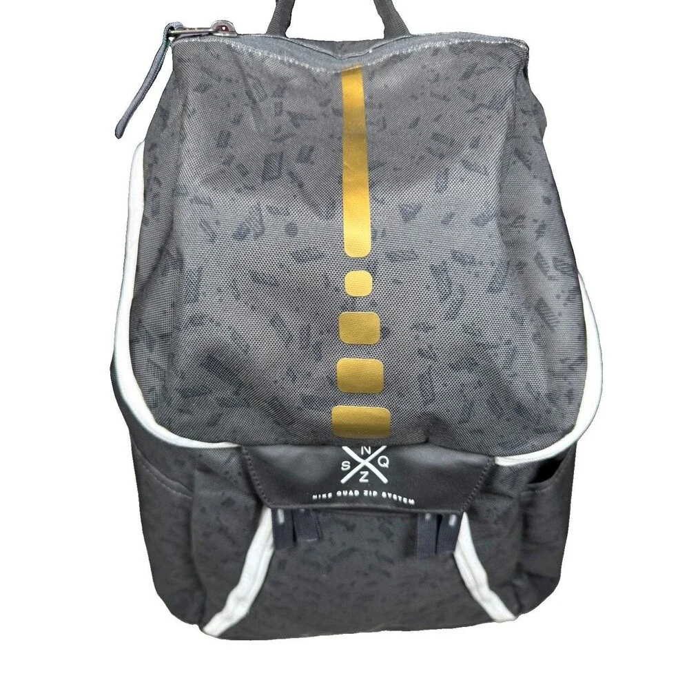 Nike Elite Quad Zip System Backpack Team 2.0 Gray Black Hoops Basketball Max Air